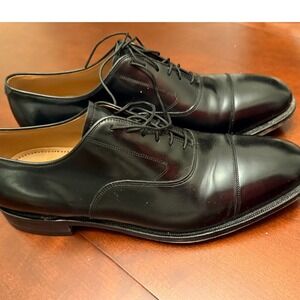 Johnston & Murphy Mens Melton Cap Toe Oxford Black Leather Dress Shoes 12 D